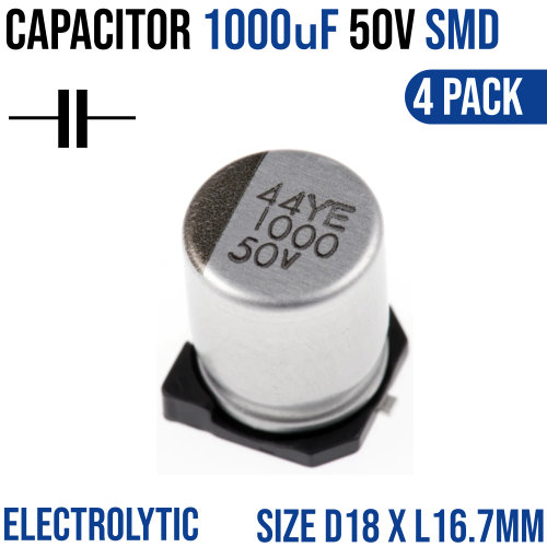 1000u Capacitor 1000uF 50V SMD (4 Pack) - Micro Robotics