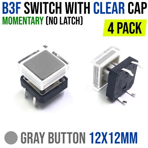 B3f B3F Switch with Gray Button Clear - Micro Robotics