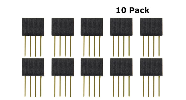 Female 4 Pin Headers 2.54mm pitch - Long Pin (10 Pack) - Micro Robotics