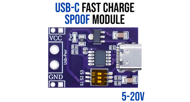 USB-C Fast Charge Spoof Module - 5-20V - Micro Robotics