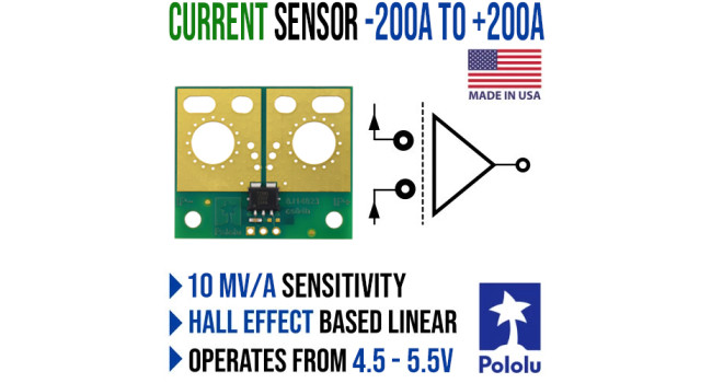 Large Current Sensor -200A to +200A - 5V Logic - Micro Robotics
