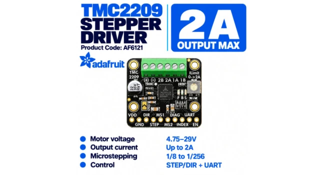 Adafruit TMC2209 Stepper Motor Driver Breakout Board Adafruit TMC2209 Stepper Motor Driver Breakout Board