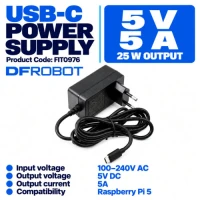 DF Robot USB-C 5V 5A AC Adapter 1.5m Cable DF Robot USB-C 5V 5A AC Adapter 1.5m Cable