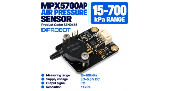 Gravity: Air Pressure Sensor (15-700kPa) - I2C - MPX5700AP Gravity: Air Pressure Sensor (15-700kPa) - I2C - MPX5700AP
