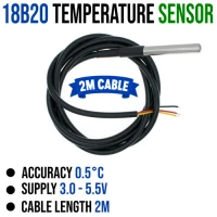 18B20 Digital Temperature Sensor - 2m cable 18B20 Digital Temperature Sensor - 2m cable