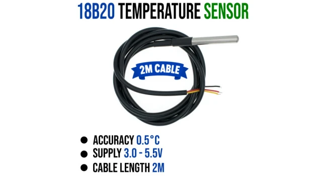 18B20 Digital Temperature Sensor - 2m cable 18B20 Digital Temperature Sensor - 2m cable