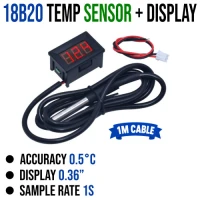 18B20 Temperature Sensor with Mini Display - Red 18B20 Temperature Sensor with Mini Display - Red