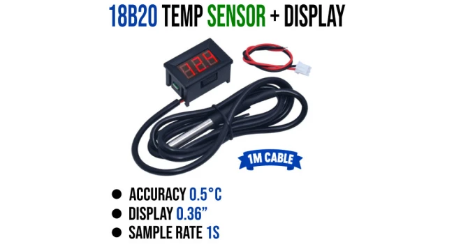 18B20 Temperature Sensor with Mini Display - Red 18B20 Temperature Sensor with Mini Display - Red