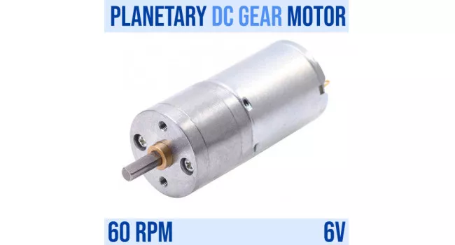 Planetary DC Gear Motor 25mm - 60RPM 6V