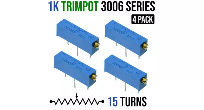 Multiturn Trimpot Resistor 3006 Series 1K (4 Pack) Multiturn Trimpot Resistor 3006 Series 1K (4 Pack)