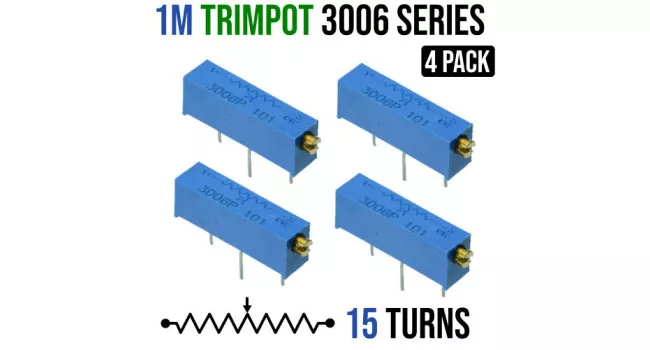 Multiturn Trimpot Resistor 3006 Series 1M (4 Pack) Multiturn Trimpot Resistor 3006 Series 1M (4 Pack)