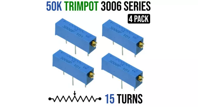 Multiturn Trimpot Resistor 3006 Series 50K (4 Pack) Multiturn Trimpot Resistor 3006 Series 50K (4 Pack)