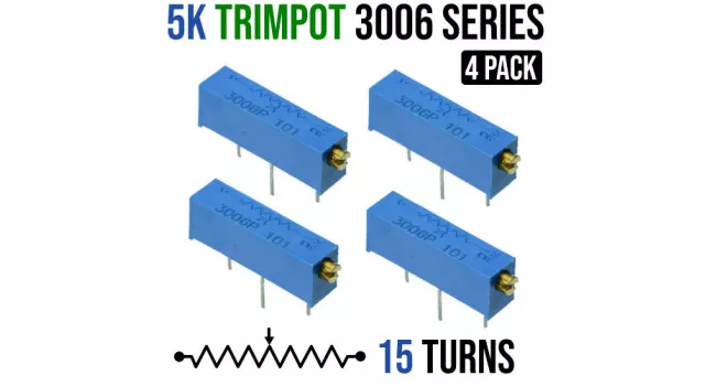 Multiturn Trimpot Resistor 3006 Series 5K (4 Pack) Multiturn Trimpot Resistor 3006 Series 5K (4 Pack)