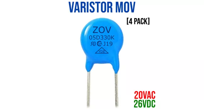 Varistor MOV 20VAC 26VDC - Pitch 5mm (4 Pack) Varistor MOV 20VAC 26VDC - Pitch 5mm (4 Pack)