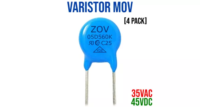 Varistor MOV 35VAC 45VDC - Pitch 5mm (4 Pack) Varistor MOV 35VAC 45VDC - Pitch 5mm (4 Pack)