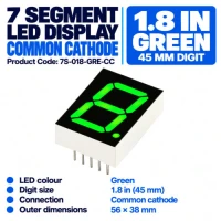 7 Segment 1.8 inch Common Cathode - Green 7 Segment 1.8 inch Common Cathode - Green