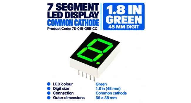 7 Segment 1.8 inch Common Cathode - Green 7 Segment 1.8 inch Common Cathode - Green