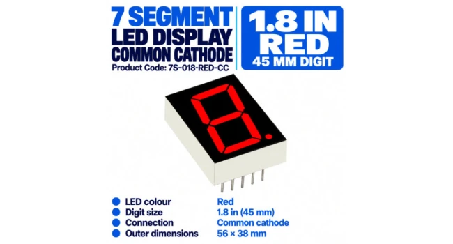 7 Segment 1.8 inch Common Cathode - Red 7 Segment 1.8 inch Common Cathode - Red