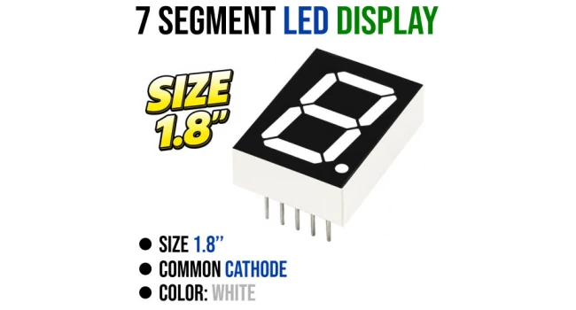7 Segment 1.8 inch Common Cathode - White 7 Segment 1.8 inch Common Cathode - White