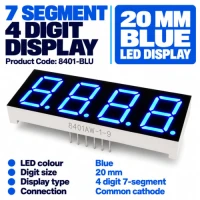 7 Segment 4 Digit Common Cathode - Blue 7 Segment 4 Digit Common Cathode - Blue
