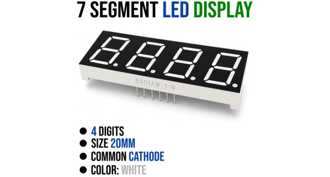 7 Segment 4 Digit Common Cathode - White