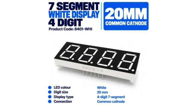 7 Segment 4 Digit Common Cathode - White 7 Segment 4 Digit Common Cathode - White