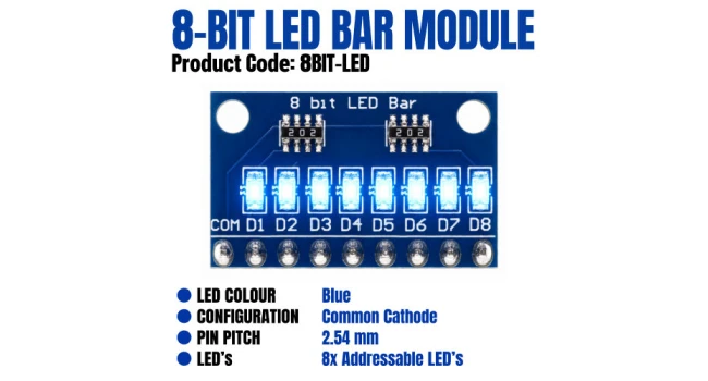 8-Bit Blue LED Bar Module – Common Cathode 8-Bit Blue LED Bar Module – Common Cathode