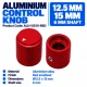 Aluminium Knob 12.5 x 15mm Shaft 6mm - Red