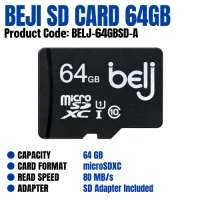 BELJ 64GB microSDXC Card with SD Adapter BELJ 64GB microSDXC Card with SD Adapter