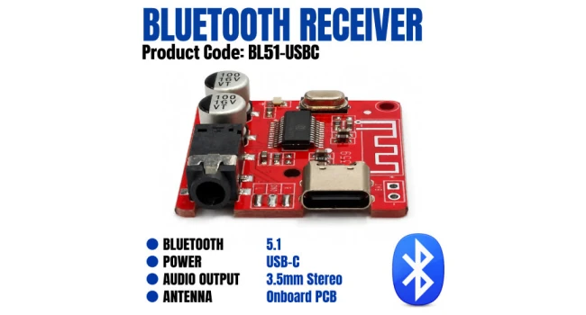 Bluetooth 5.1 Receiver Module - USB-C Bluetooth 5.1 Receiver Module - USB-C