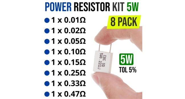 Power Resistor 5W Low Value Resistor Kit (8 Pack)