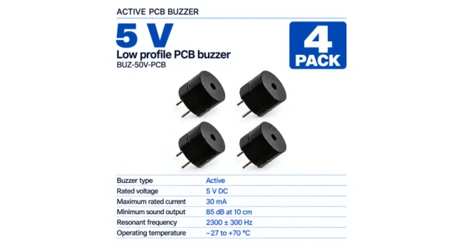 Buzzer 5V Low Profile PCB (4 Pack)