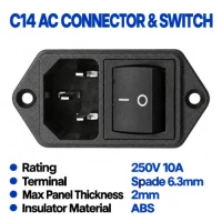 C14 AC Power Connector + Switch C14 AC Power Connector + Switch