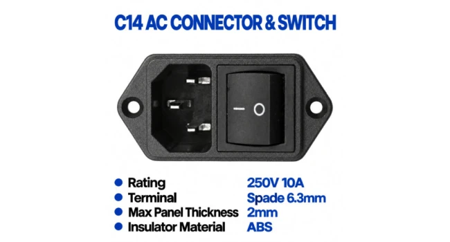 C14 AC Power Connector + Switch C14 AC Power Connector + Switch