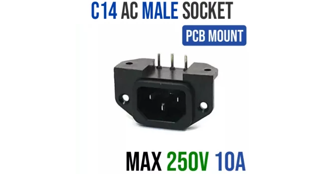 C14 Power Connector, PCB Mount, Male, 220V AC C14 Power Connector, PCB Mount, Male, 220V AC
