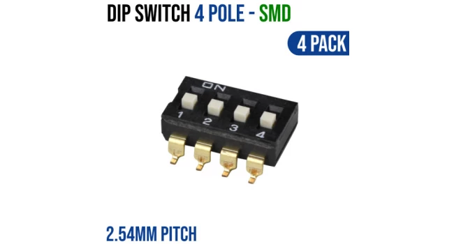 Dip Switch 4 Pole - SMD (4 Pack) Dip Switch 4 Pole - SMD (4 Pack)