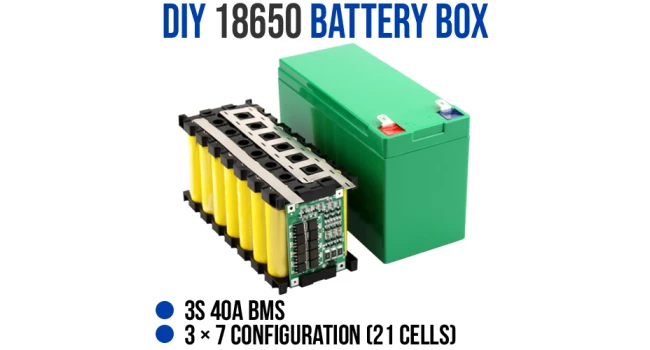 DIY 18650 Battery Box (3x7) with 40A BMS DIY 18650 Battery Box (3x7) with 40A BMS