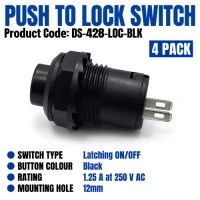 DS-428 Black Push-to-Lock Switch – 4 Pack DS-428 Black Push-to-Lock Switch – 4 Pack