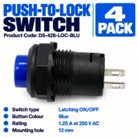 DS-428 Blue Push-to-Lock Switch – 4 Pack DS-428 Blue Push-to-Lock Switch – 4 Pack
