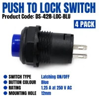DS-428 Blue Push-to-Lock Switch – 4 Pack DS-428 Blue Push-to-Lock Switch – 4 Pack