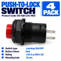 DS-428 Red Push-to-Lock Switch – 4 Pack DS-428 Red Push-to-Lock Switch – 4 Pack
