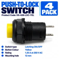 DS-428 Yellow Push-to-Lock Switch – 4 Pack DS-428 Yellow Push-to-Lock Switch – 4 Pack