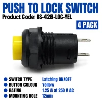 DS-428 Yellow Push-to-Lock Switch – 4 Pack DS-428 Yellow Push-to-Lock Switch – 4 Pack