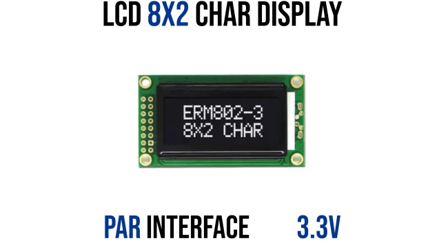 LCD Character Display, 8X2 Line, White on Black, 3.3v LCD Character Display, 8X2 Line, White on Black, 3.3v