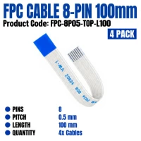 FPC Cable 8 Pin 0.5mm Pitch 100mm Length (4 Pack) FPC Cable 8 Pin 0.5mm Pitch 100mm Length (4 Pack)