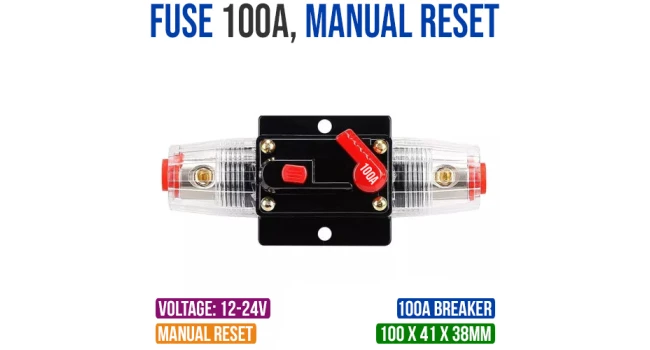 Fuse 100A, Manual Reset, 12-24V Fuse 100A, Manual Reset, 12-24V