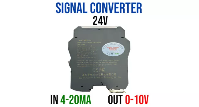 Signal Converter Isolator 24V, In 4-20mA, Out 0-10V Signal Converter Isolator 24V, In 4-20mA, Out 0-10V