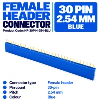 Header Female 30 Pin 2.54mm Pitch Blue (10 Pack)