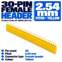 Header Female 30 Pin 2.54mm Pitch Yellow (10 Pack)