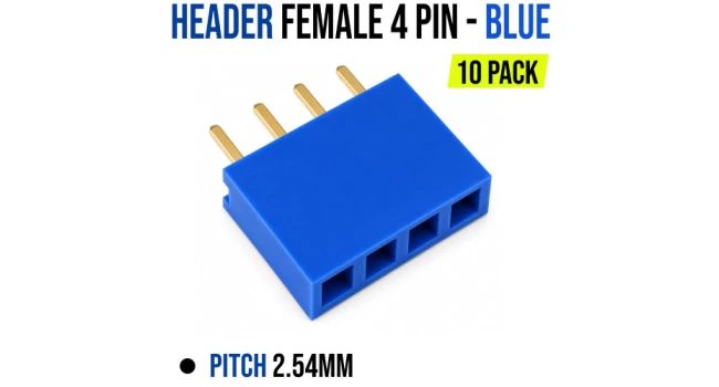 Header Female 4 Pin Pitch 2.54mm - Blue